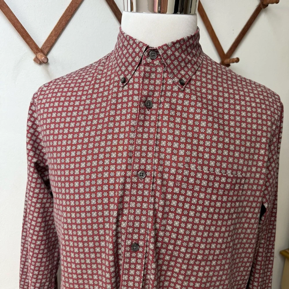 Retro Hippie Floral Geometric Patterned Button Up Shirt